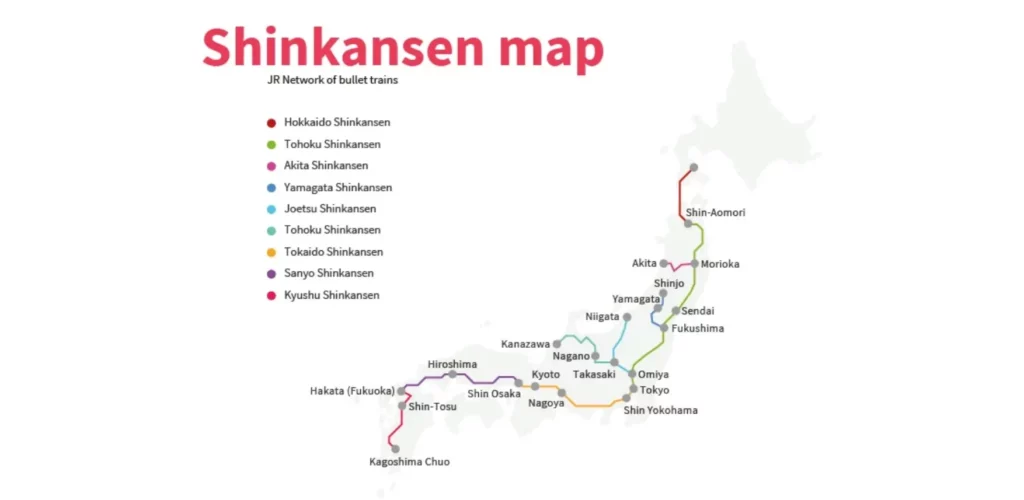 Carte des lignes Shinkansen