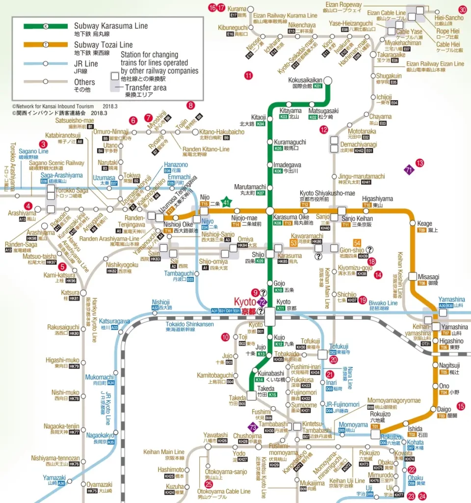 Carte du métro de Kyoto