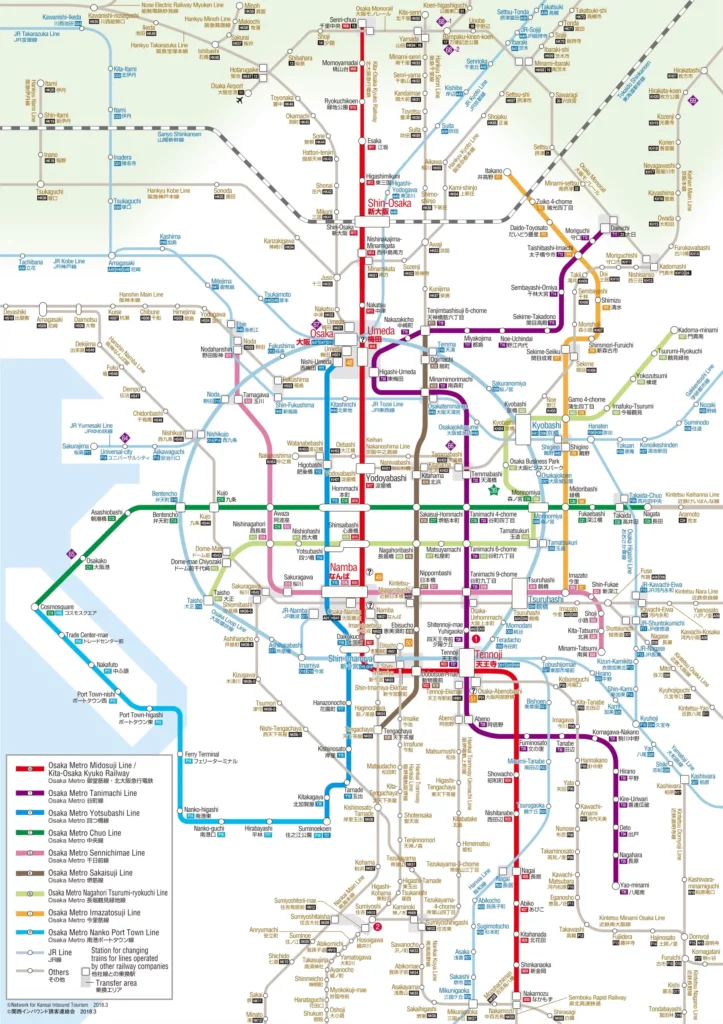 Carte du métro d'Osaka