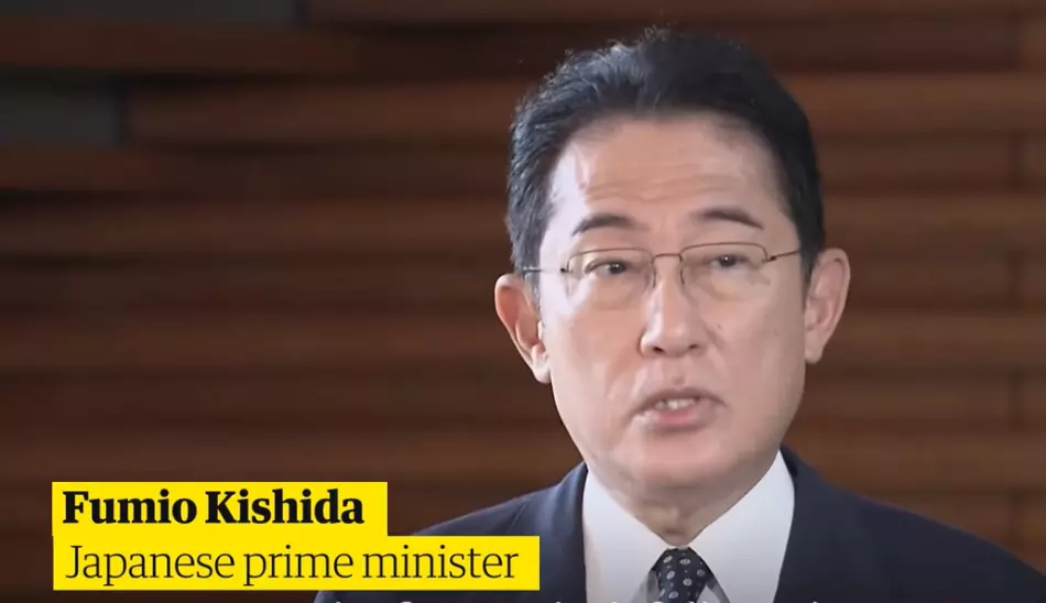 Le premier ministre Fumio Kishida, pendant sa déclaration de presse.