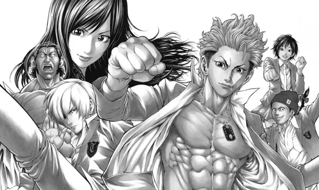 Planche des personnages du manga shonan seven