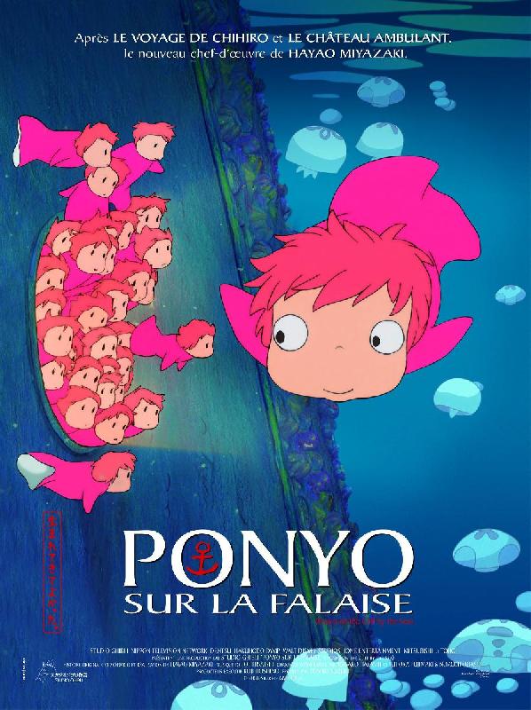 Affiche du film d'animation japonais : Ponyo sur la falaise d'Hayao Miyazaki 